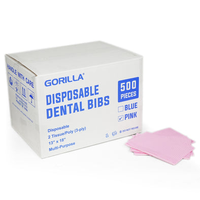 Pink Disposable Lap Cloths / Dental Bibs 13" x 18" (500/Case)