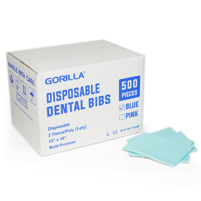 Blue Disposable Lap Cloths / Dental Bibs 13" x 18" (500/Case)