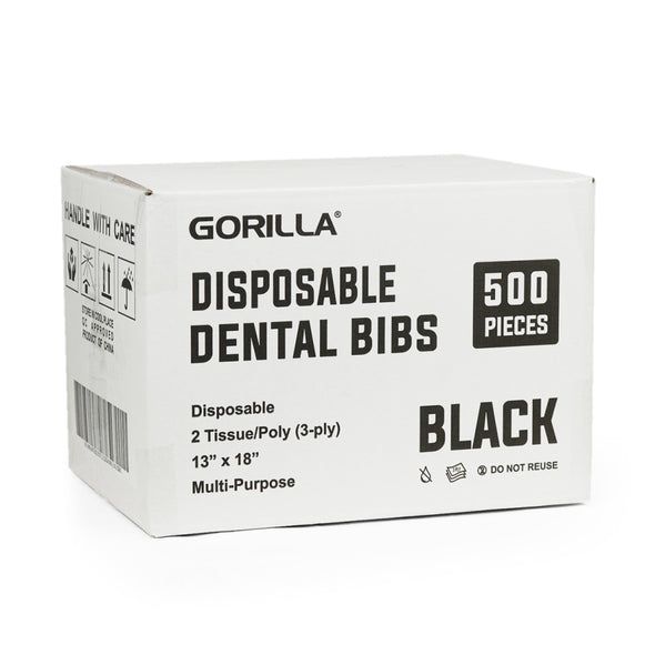 Black Disposable Lap Cloths / Dental Bibs 13" x 18" (500/Case)